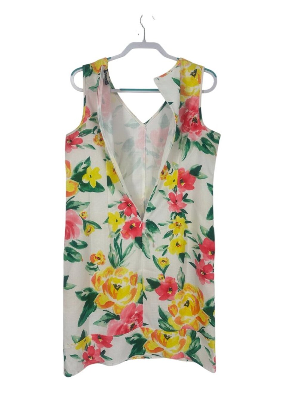 ✨ Nina Leonard Ivory Pink Yellow Floral Shift Dress Large ✨ - Picture 3 of 8